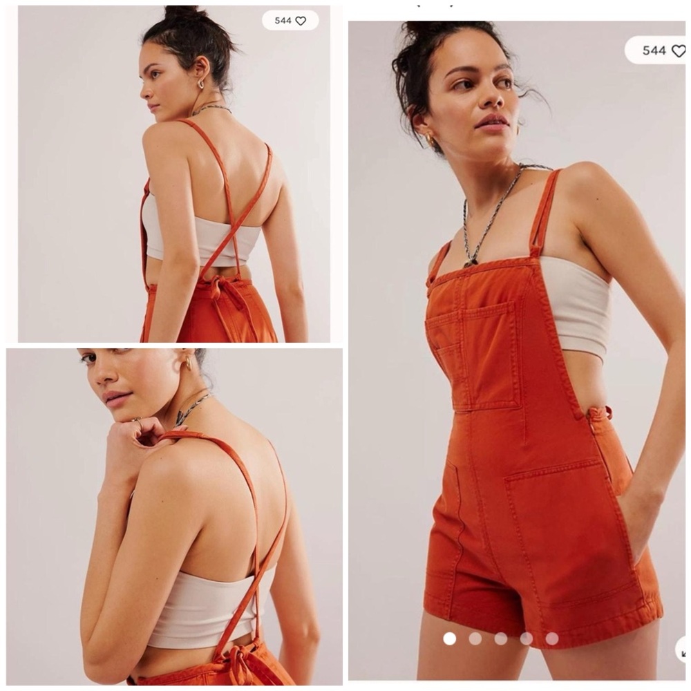 Free People Orange Women Jeans Overalls